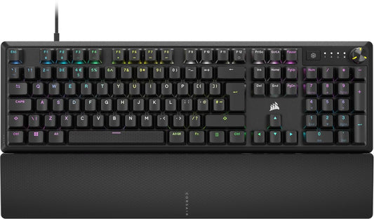 CORSAIR K70 CORE RGB Mechanical Wired Gaming Keyboard with Palmrest – Pre-lubricated Corsair MLX Red Linear Switches – Sound Dampening – iCUE Compatible – QWERTY UK – PC, Mac, PS5, PS4, Xbox – Black