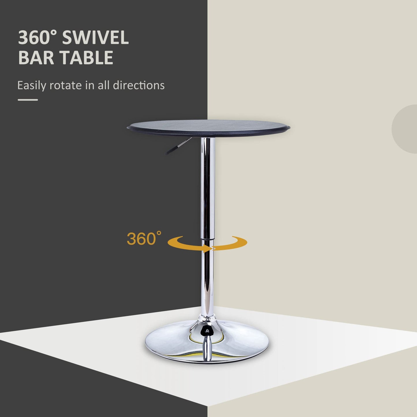 - HOMCOM Adjustable Round Bistro Bar Table | PVC Leather Top | Steel Base -