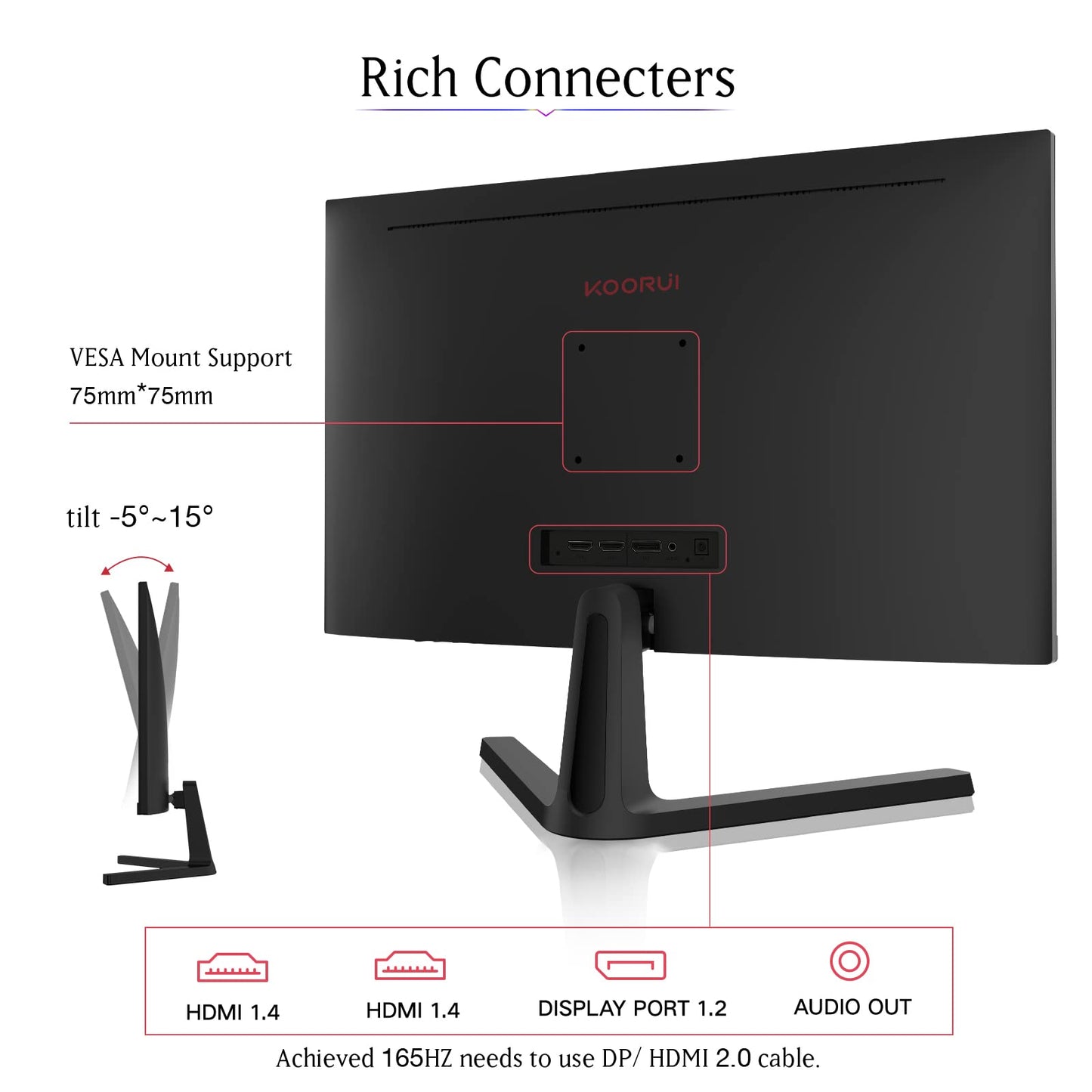 - KOORUI 24 Inch Computer Monitor | FHD 1080P Gaming Monitor | 165Hz VA 1ms | AdaptiveSync Technology | Ultra-Thin LED Monitor -