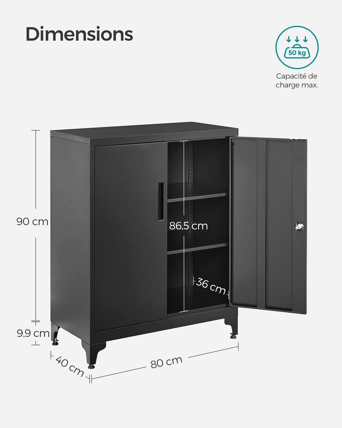 - SONGMICS File cabinet | Multipurpose Garage Cabinet | Office Cabinet with 2 Doors | Lockable Cabinet | Black OMC013B01 -