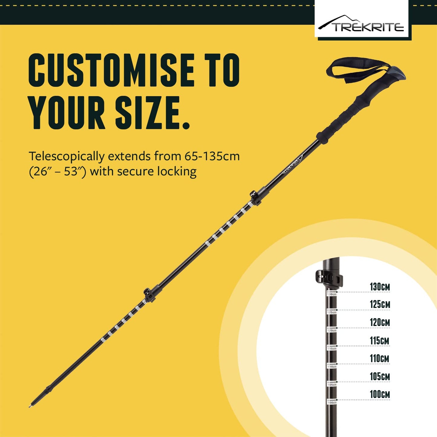 - Trekrite Telescopic Walking Poles Set | Adjustable and Lightweight Aluminium -