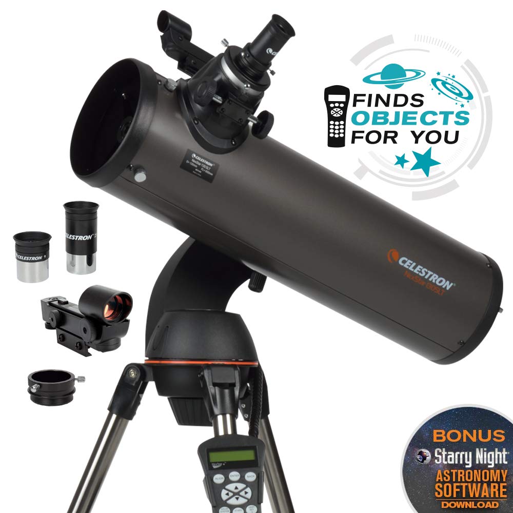 Celestron 31145 NexStar 130SLT Portable Computerised Newtonian Reflector Telescope with Quick-release Fork-arm Mount, Accessory Tray and 'Starry Night' Special Edition Software, Grey
