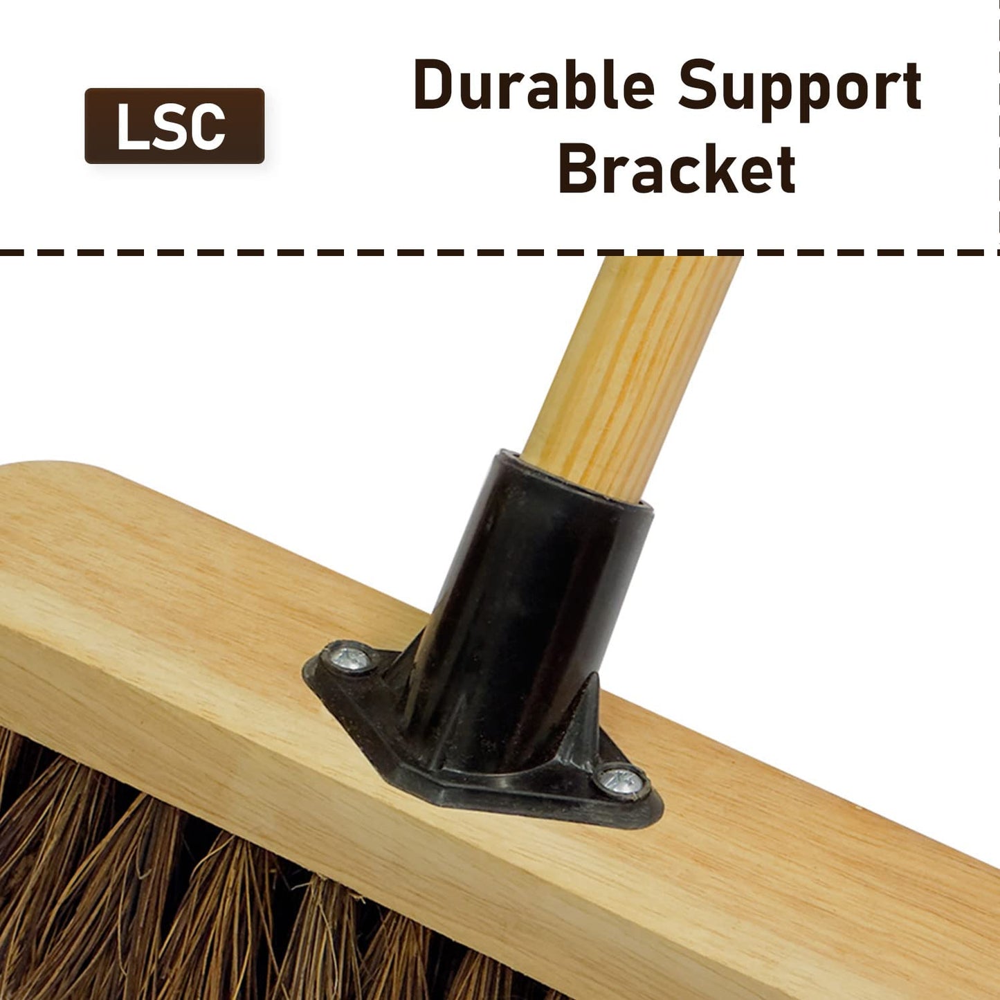 - LSC 10” Broom | Outdoor Yard Broom | Stiff Sweeping Brush | Wooden Handle -