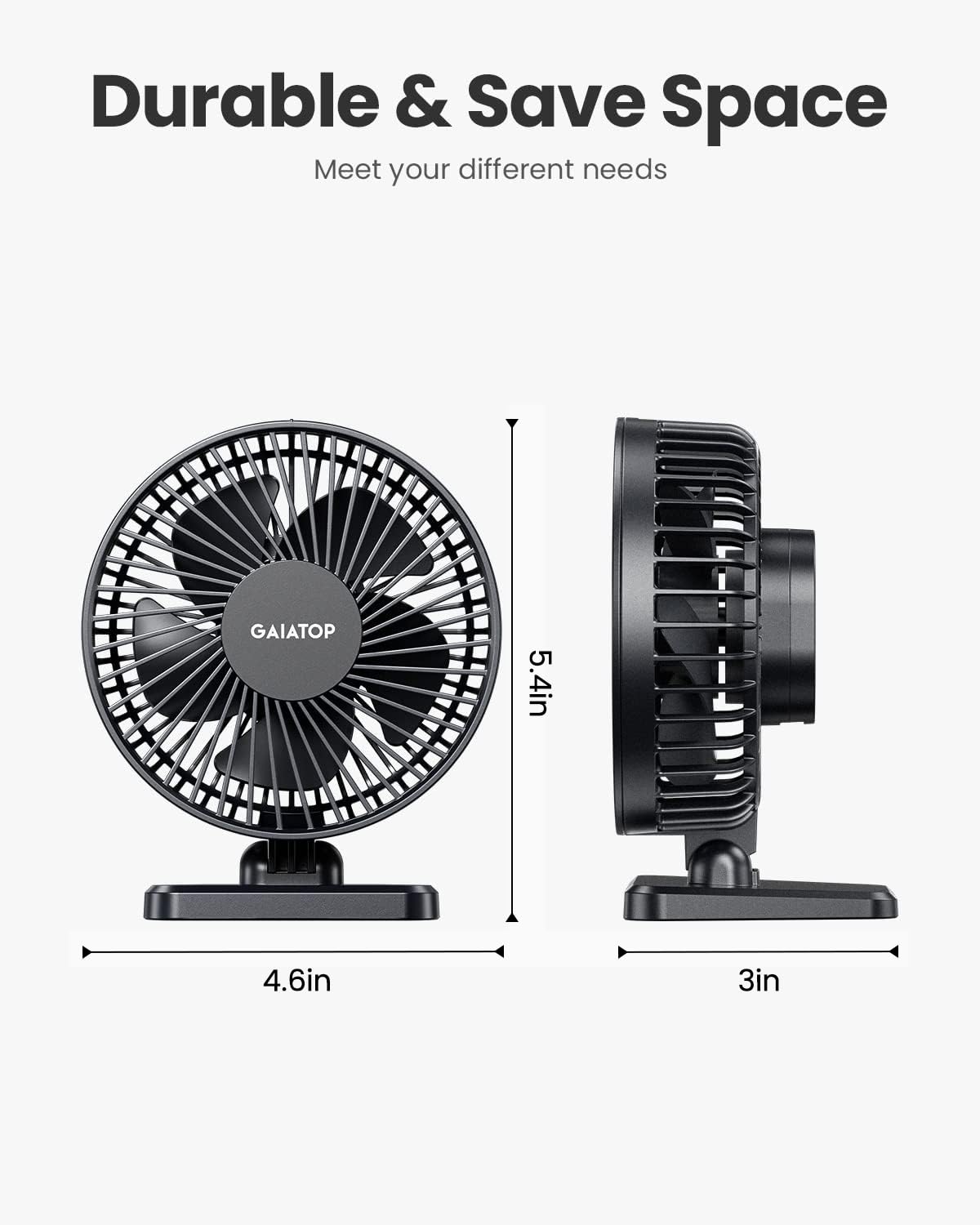 - Gaiatop USB Desk Fan | Small But Powerful | Portable Quiet 3 Speeds Wind Desktop Personal Fan -