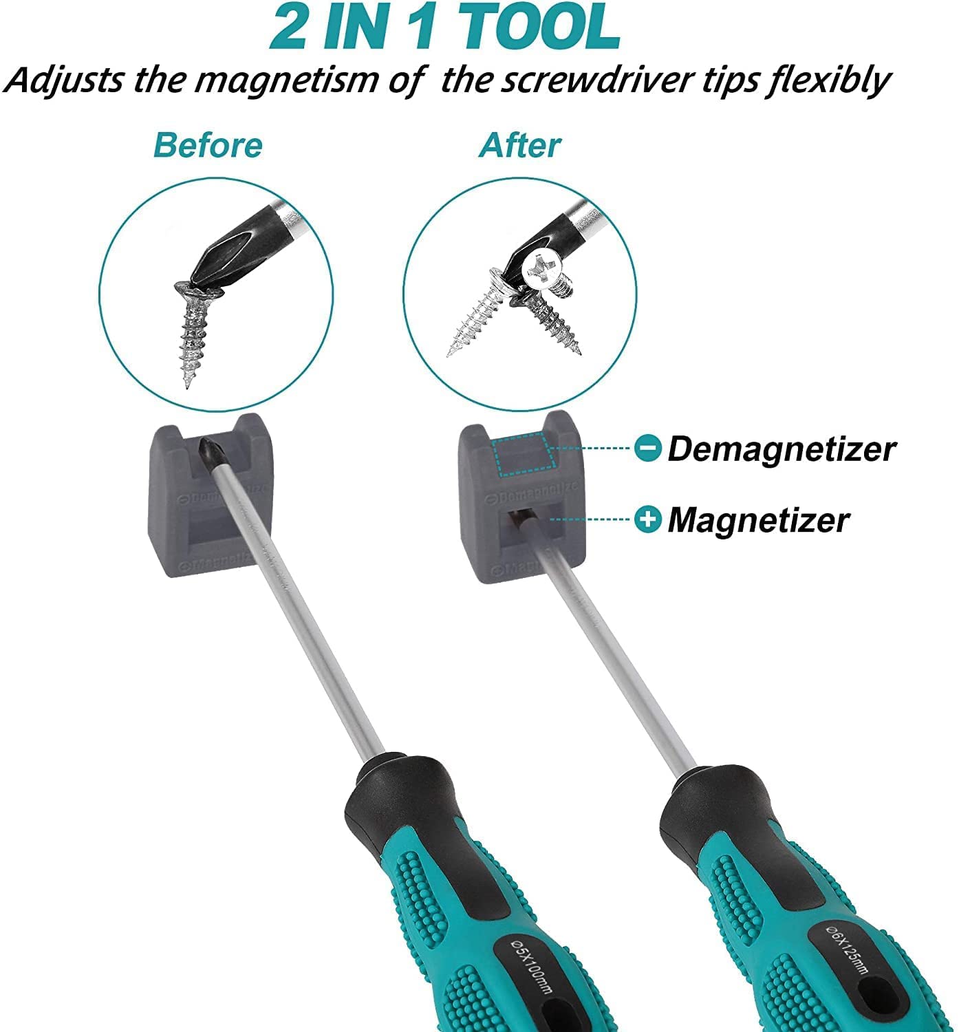 - WAIZHIUA 10Pcs Screwdriver Set, Heavy Duty Magnetic Screwdriver with 5 Flat & 5 Cross Head