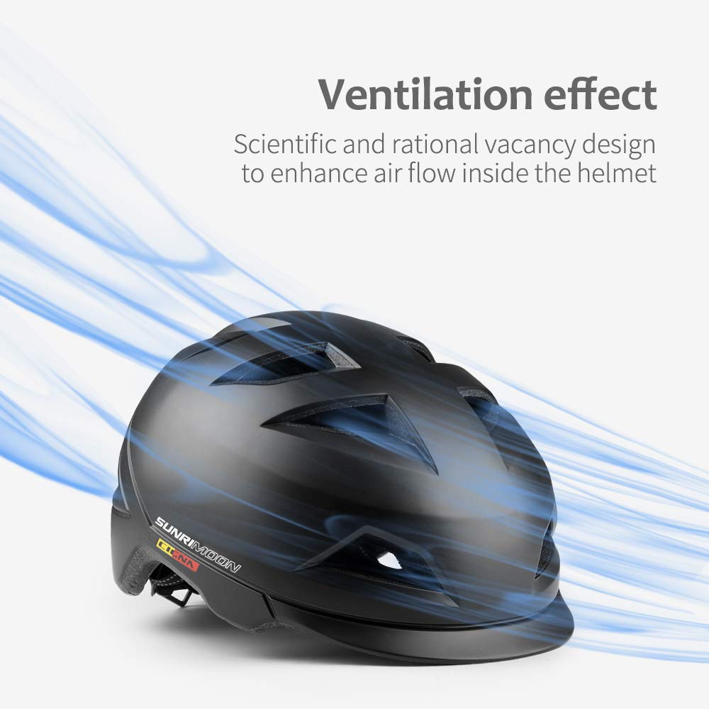 - SUNRIMOON | Adult Bike Helmet with Rechargeable USB Light -