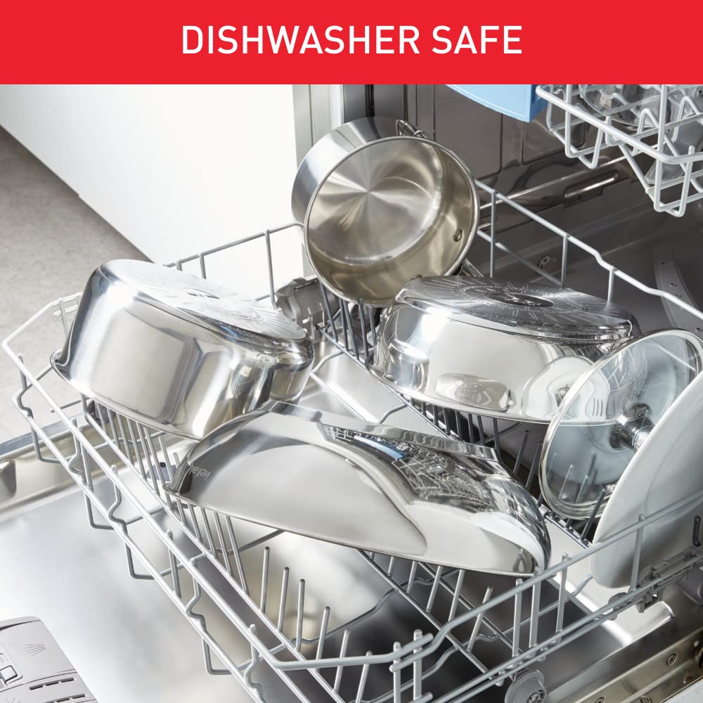 - Tefal Comfort Max | Pan Set | 14cm Milkpan, 16cm and 18cm Saucepans with Lids | 20cm and 24cm Frying Pans | Silver -