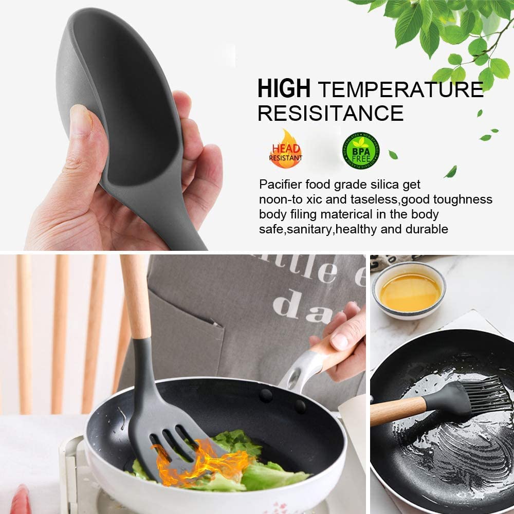 - Kitchen Utensils Set | 12 pcs | Non-Stick Silicone Cooking Kitchen Utensils Spatula Set -