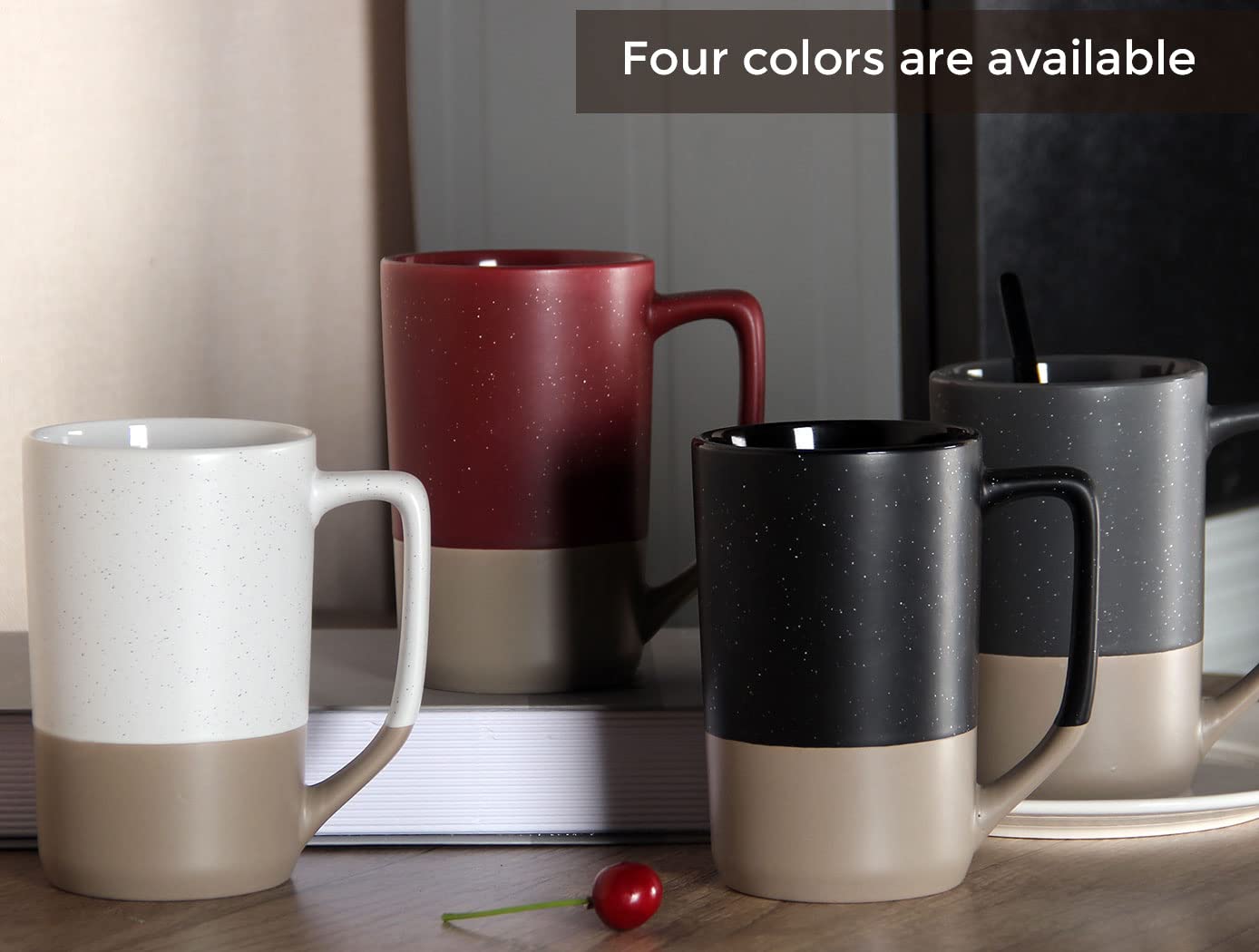 - SHOWFULL 16oz Large Coffee Mug | Two Color Combination | Big Ceramic Tea Cup with Large Handle | White -