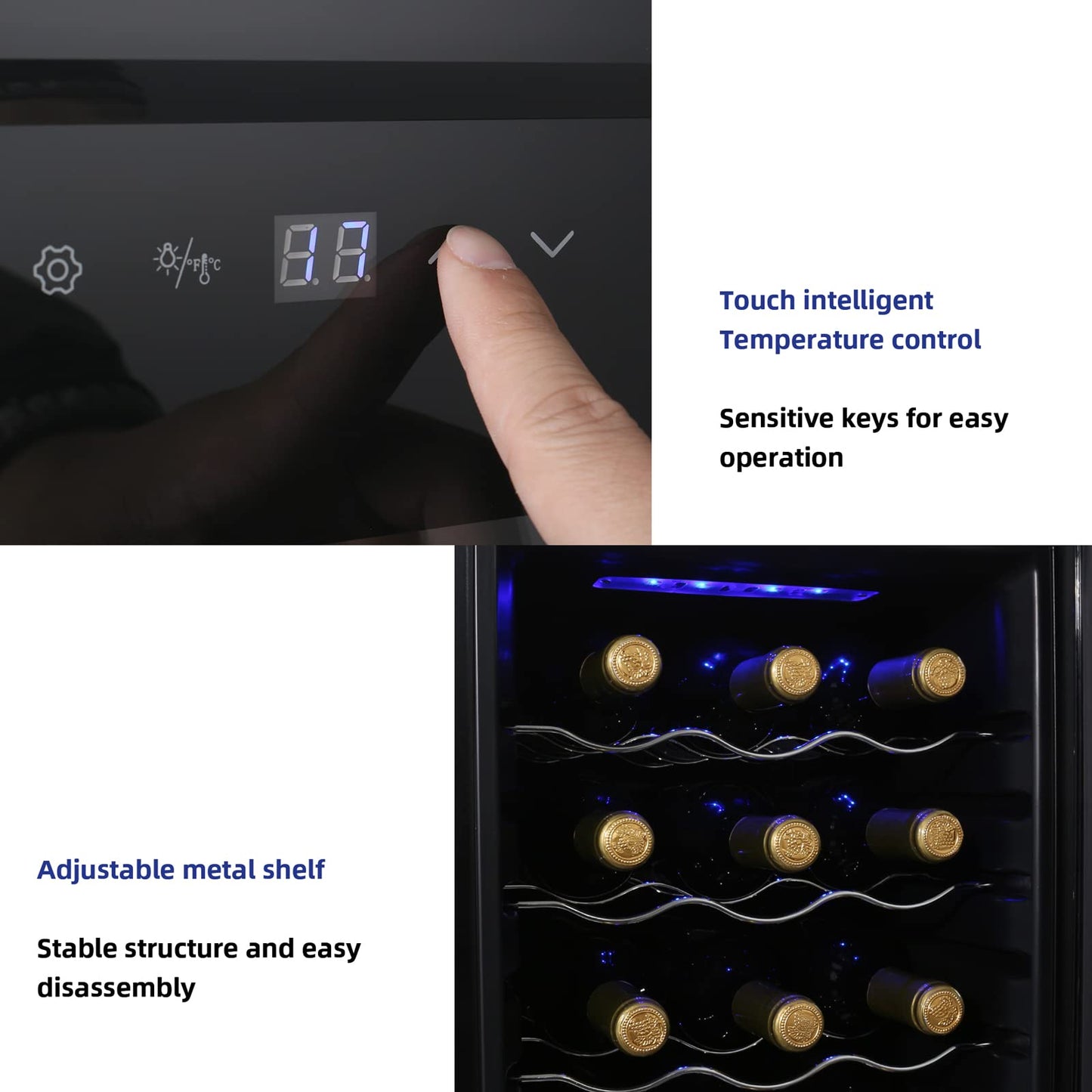 - display4top Wine Fridge | Wine Cooler | Wine Fridge | Digital Touch Screen Controls -