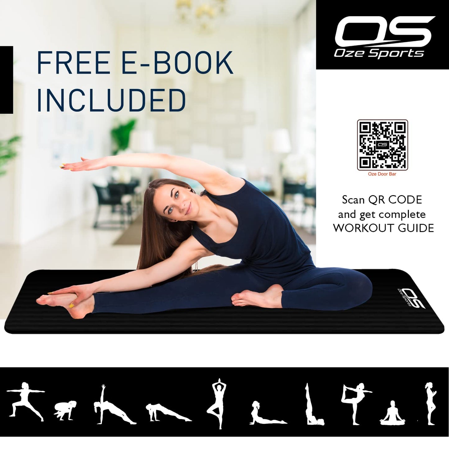 - Yoga Mat Exercise NBR Fitness foam mat Extra Thick Non-Slip Large Padded High Density