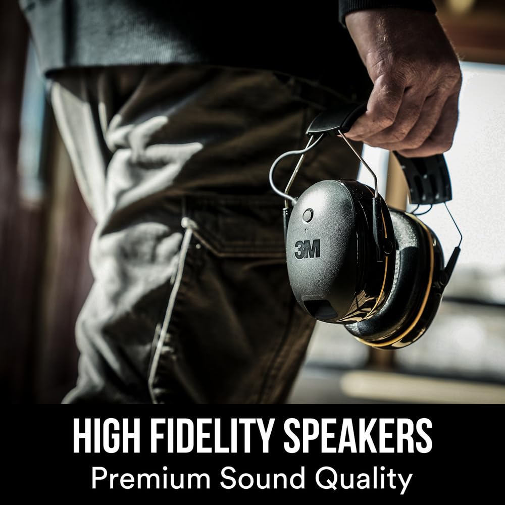 3M WorkTunes Connect, Bluetooth Ear Defenders Wireless, 90543EC1, Hearing Protector Earmuffs, Connect your Mobile Phone, 30+ hours battery life, Rechargeable, (94-105 dB), Black, 4.02x7.44x5.91
