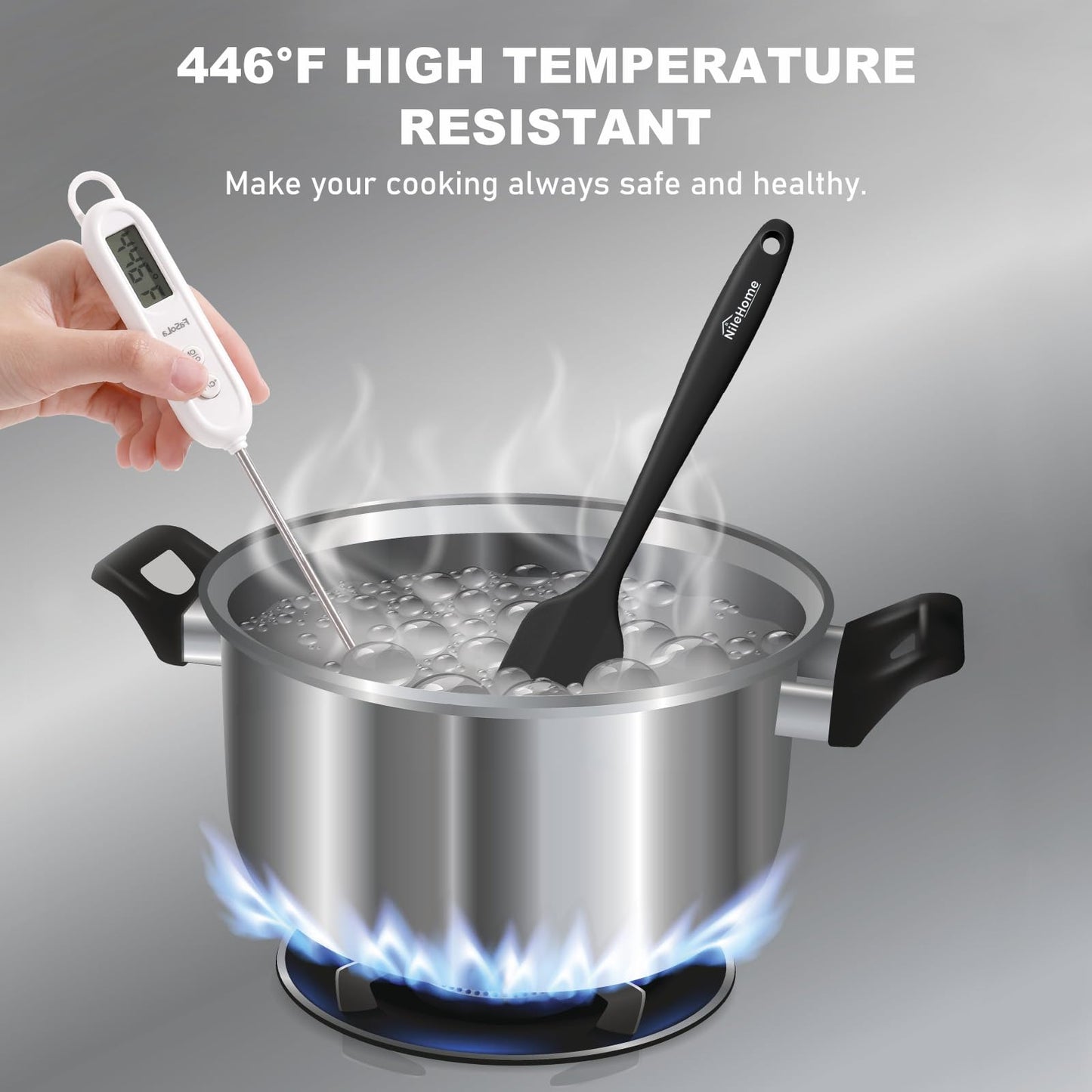 - NileHome Silicone Spatula Set | Cooking/Baking Utensil Set of 4 | Black -