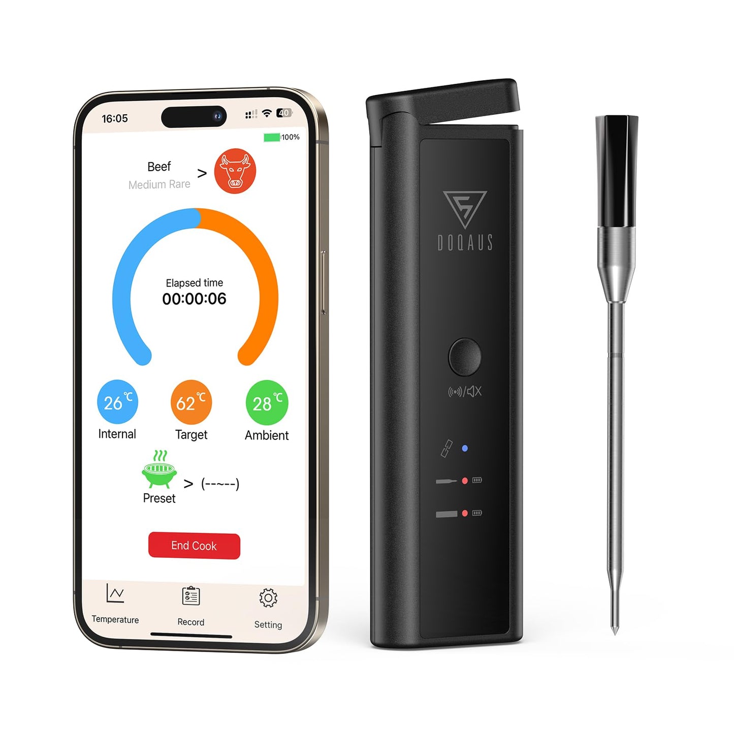 - DOQAUS Wireless Meat Thermometer | 158m Rang Bluetooth Meat Thermometer Probe | Instant Read Food Thermometer with High Accuracy -