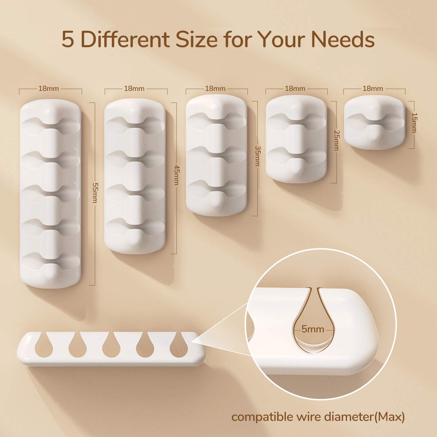 - SYNCWIRE Cable Clips | Cord Organizer | Cable Management | Self Adhesive | 5 Pack | White -