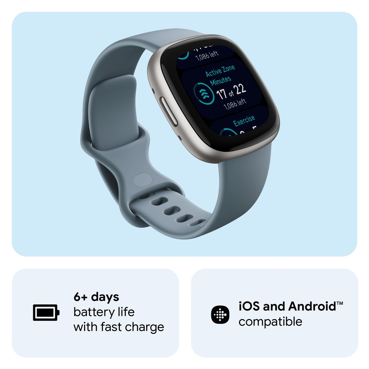 - Fitbit Versa 4 Fitness Smartwatch with built-in GPS and up to 6 days battery life -