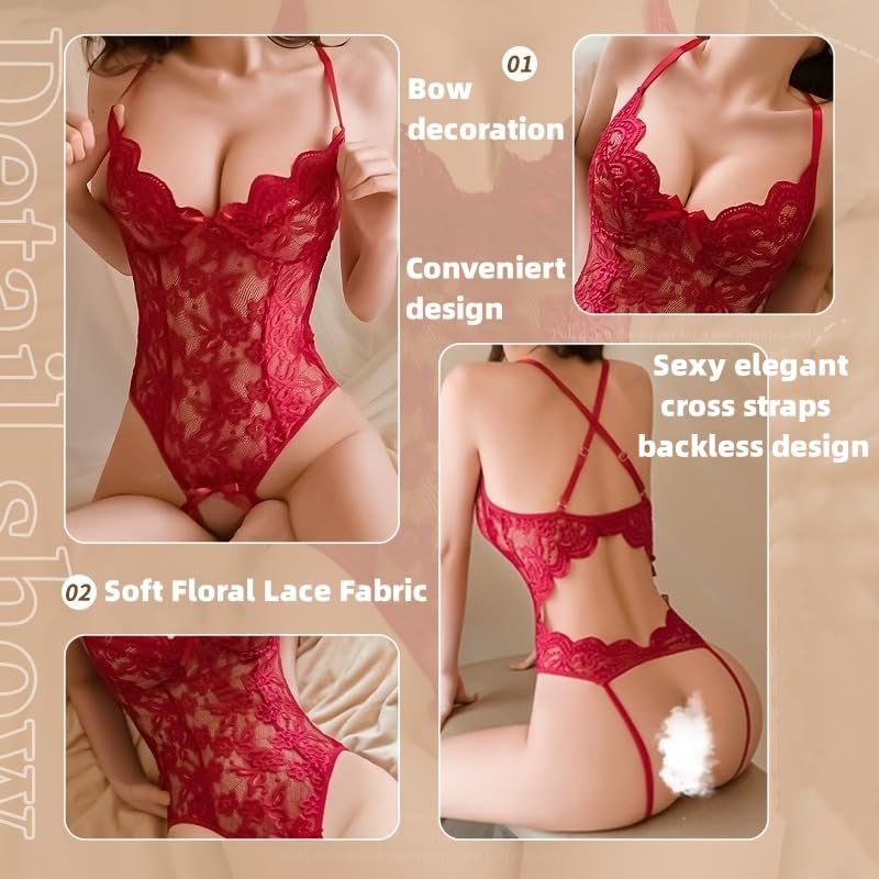 - Satohom Women Sexy Lingerie Lace Bodysuit | One Piece Floral Teddy Negligee -