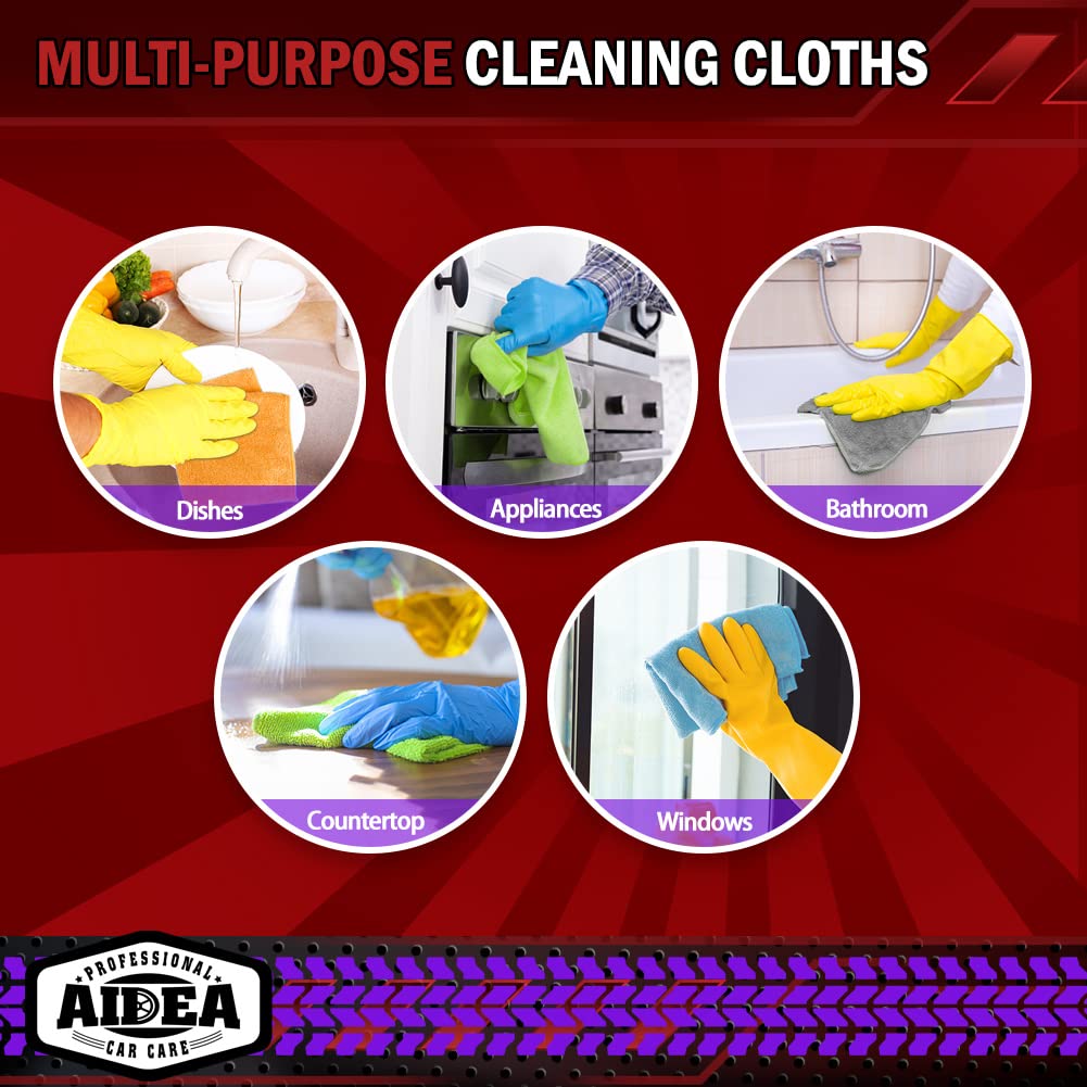 AIDEA Microfibre Cloth 24 Pack-Premium All-Purpose Cleaning Cloths for Cars-Soft & Absorbent Lint Free Streak Free Wash Cloth for House, Kitchen, Windows,30X40CM