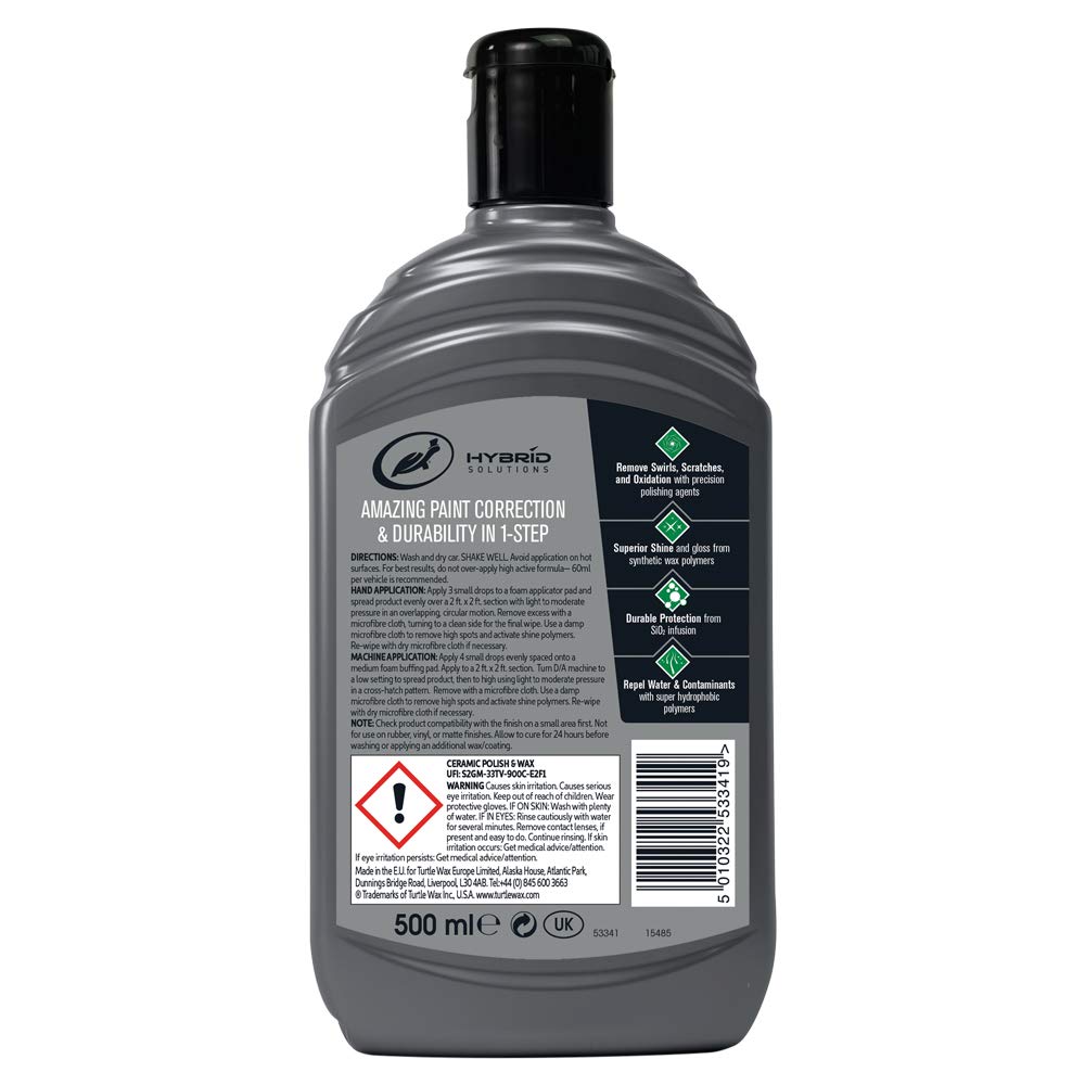- Turtle Wax 53341 | Hybrid Solutions Ceramic Polish & Wax 500ml | All In One Scratch & Swirl Removal Treatment  -