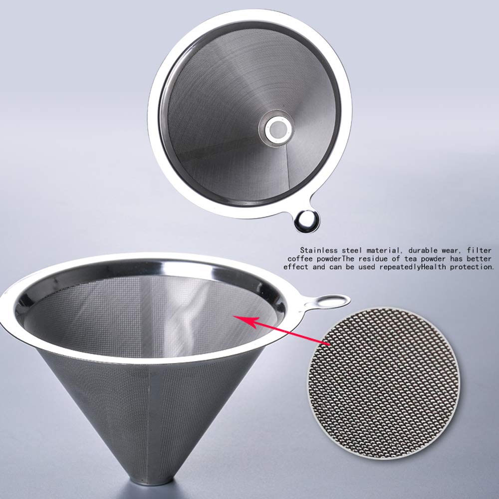 - QLESHINING Wood Neck Pour Over Coffee Maker | Permanent Filter and Coaster Pad -