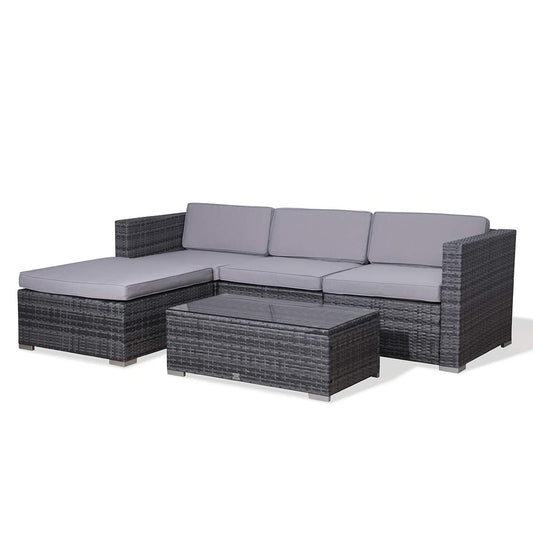 - EVRE California Grey Outdoor Rattan Garden Furniture | Conversation Set with Handwoven PE Wicker Sectional Sofa -