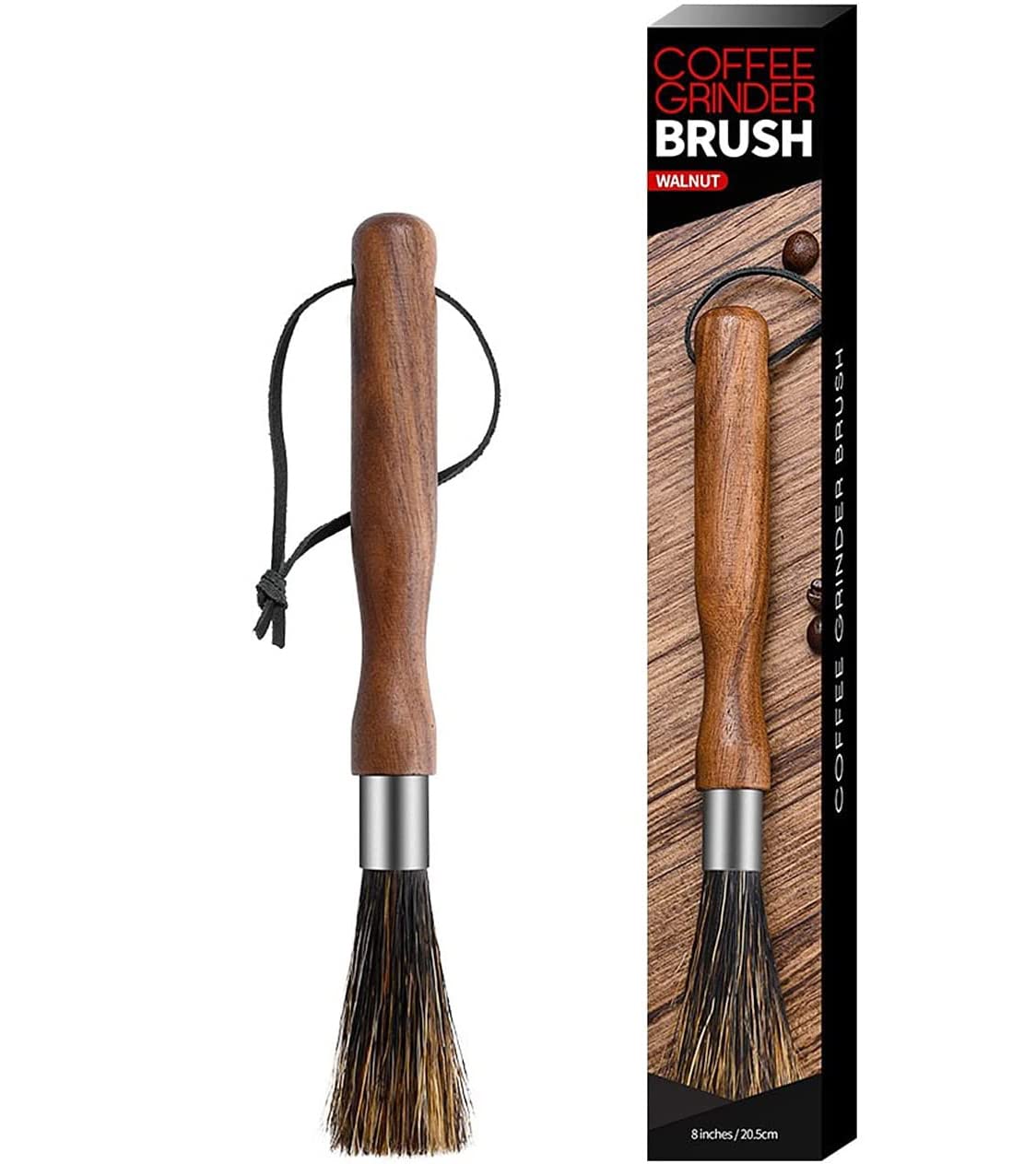 Coffee Grinder Cleaning Brush,Espresso Machine Cleaning Brush Natural Boar Bristles Walnut Handle with Lanyard, Coffee Tool for Barista Home Kitchen