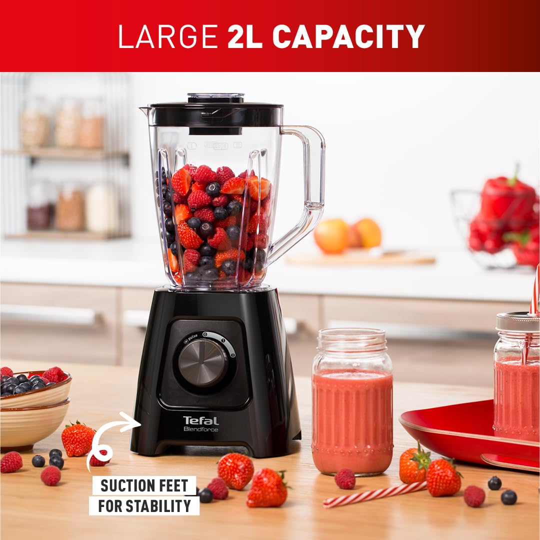 - Tefal Blendforce II Blender | 2L Plastic Jug, | 1.25L Effective Capacity | 600W |  Smoothie Blender | Ice Crush | 2 Speeds | Black -