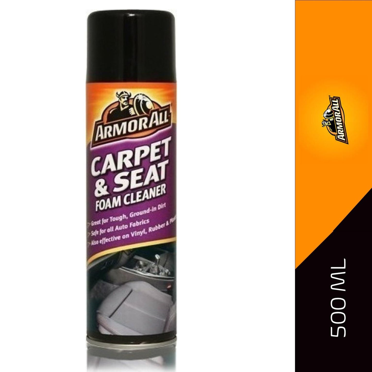 Armor All, Carpet & Seat Foam Cleaner, Cleans and Removes Tough Dirt, Suitable for All Auto Fabrics, Vinyl, Rubber and Plastic, Not Suitable for Leather, Ideal for Car Detailing, Made in the UK