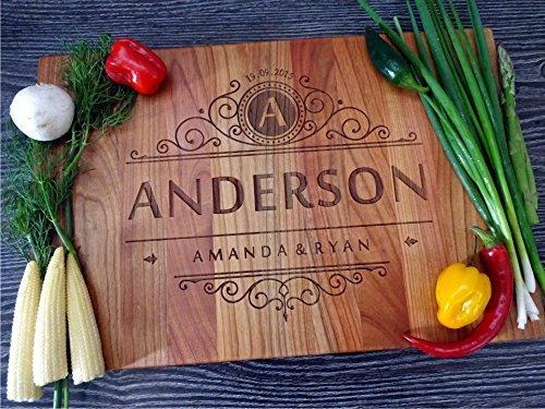 Algis Crafts | Personalized Handmade Cutting Board - MONOGRAM | Laser Engraved Chopping Board | Gifts for Men | Personalised Gifts | Wedding Gifts | New Home Gifts | Birthday Gifts for Him