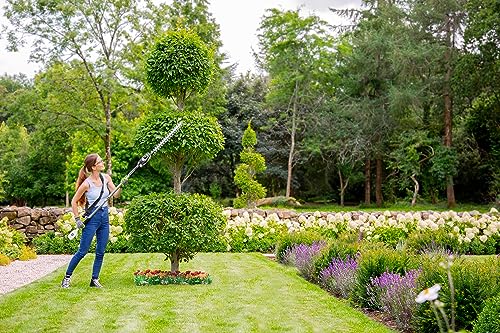 - Gtech HT50 Cordless Pole Hedge Trimmer | 60 Mins Runtime Li-ion Battery | 53cm Cutting Length, 135° | Adjustable Head -