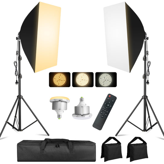 - MSKIRA Softbox Lighting Kit | 2X85W 2700-6400K | Bi-Color LED -