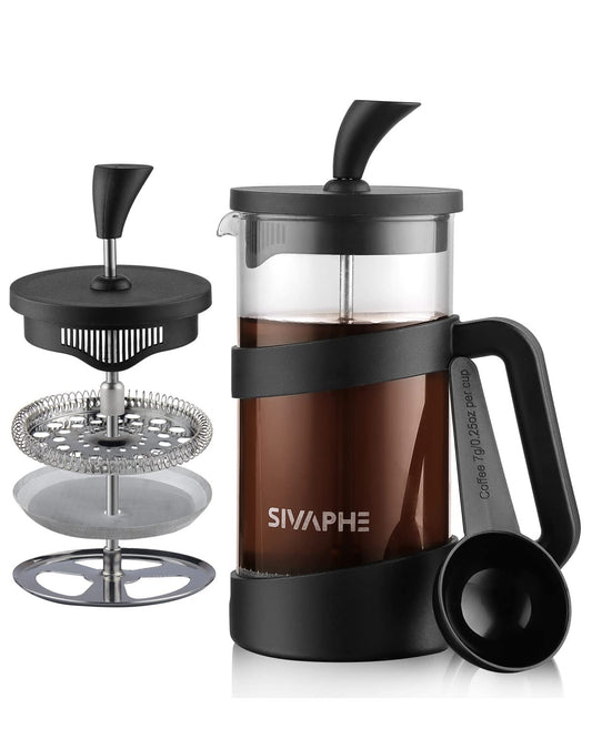 - Sivaphe French Press Coffee Maker 350ml | Cafetiere Coffee Plunger Black 12oz 1-2 Cup -