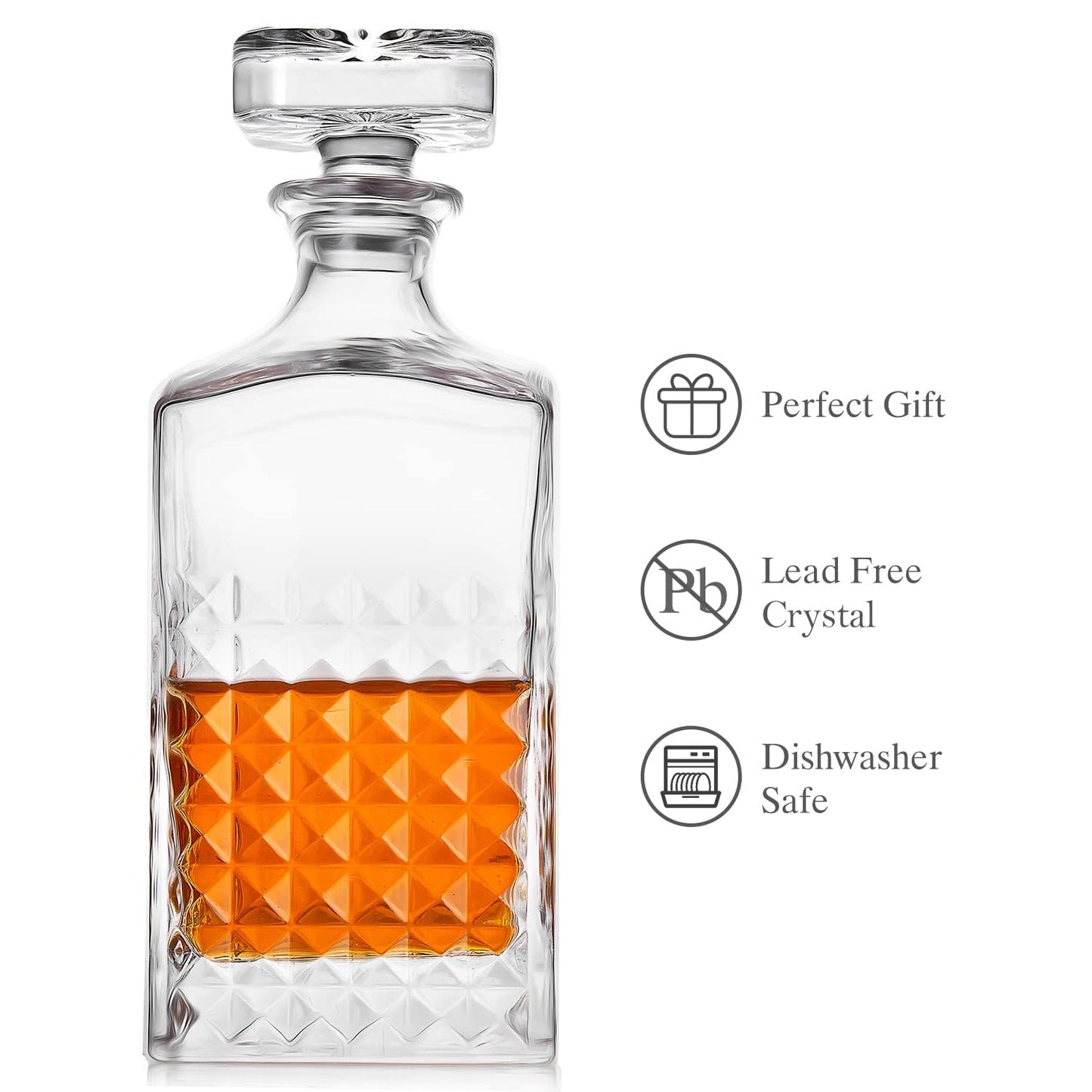 - LIGHTEN LIFE Whiskey Decanter | 1000ml Crystal Decanter with Stopper in Gift Box -