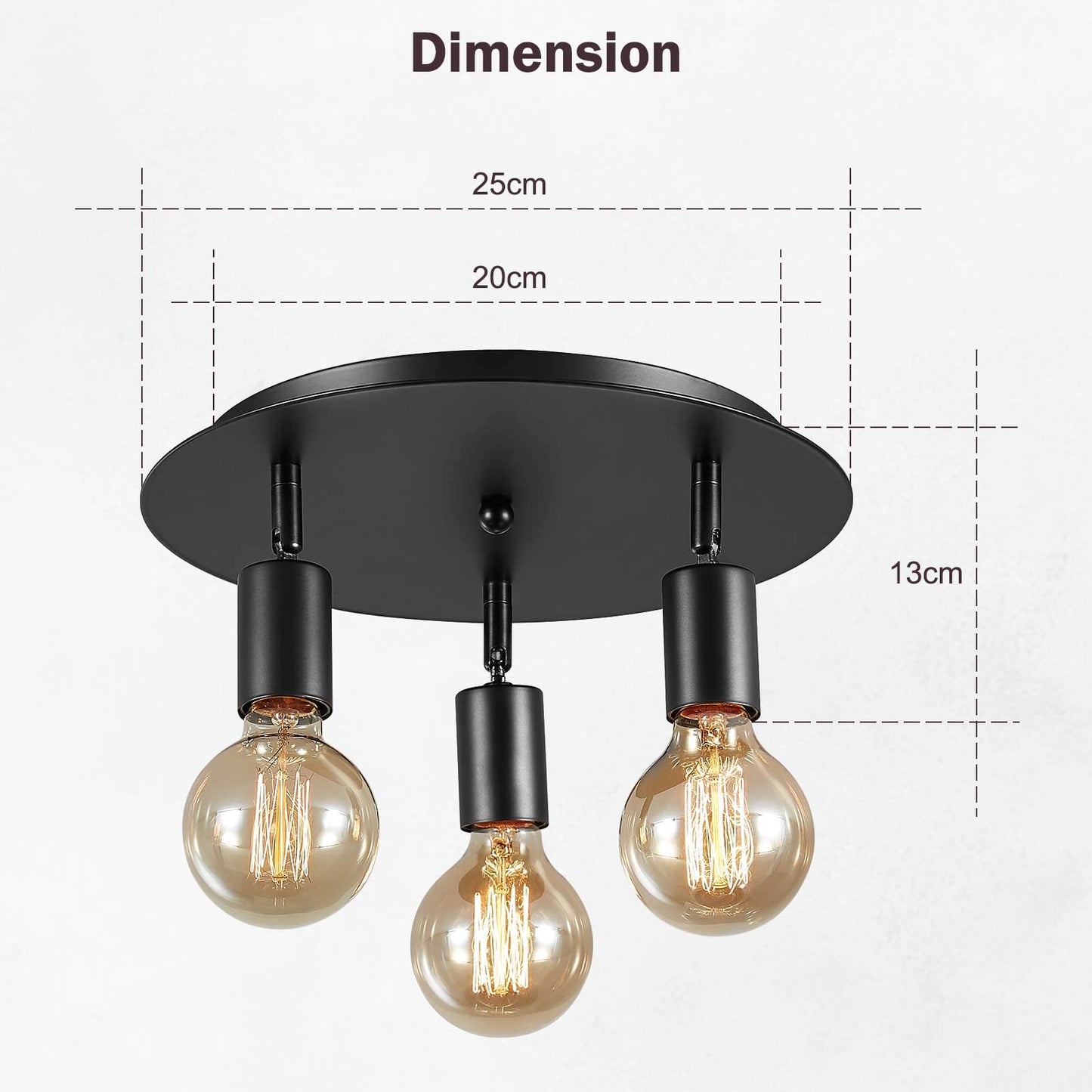 - Lightsjoy Vintage Ceiling Light 3 Way Rotatable -