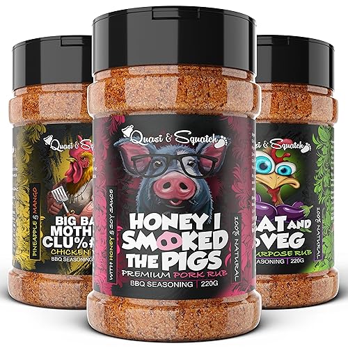 BBQ Rub for Pork by Quasi & Squatch - Honey I Smoked The Pigs (Smokey Honey Soy Sauce) Barbecue Dry Rub Meat Seasoning and Spices | Perfect Blend Of Spices For BBQ and Grill Pork Dishes | Large 220g
