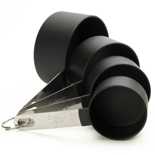 4 Set Kitchen Measuring Cups - Sizes: 1/4, 1/3, 1/2 & 1 Cup. Nesting/Stackable to Measure Dry or Wet Ingredients in Baking, Cooking, Mixing & Food Processing. Stainless Steel & Polypropylene. (Large)