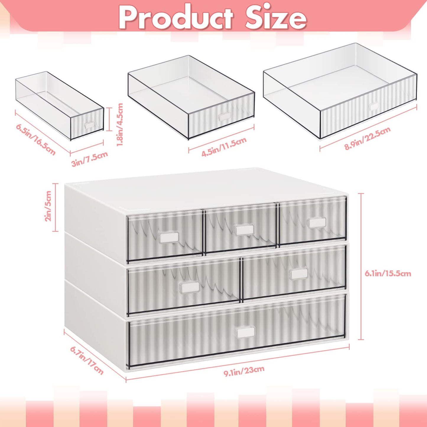 - VASZOLA Stackable Desk Organizer with 6 Drawers -
