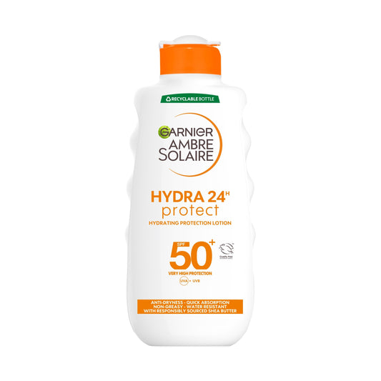 - Garnier Ambre Solaire Hydra 24 Hour Protect Lotion | Water Resistant Sunscreen -