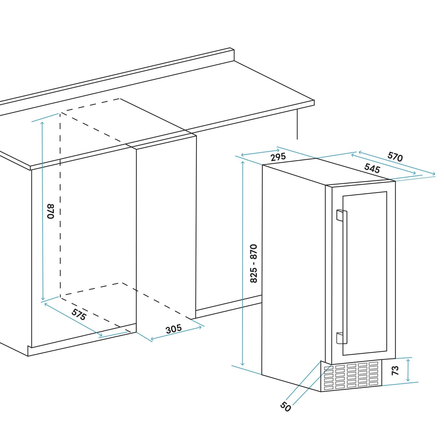 Baridi 20 Bottle Slim 30cm Built-In Wine Cooler with Digital Touchscreen Controls - DH203