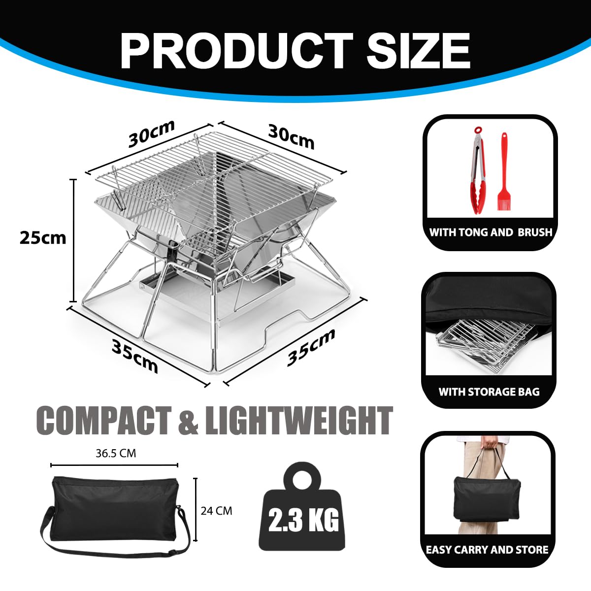 - Portable Charcoal BBQ Grill For Camping | Small Folding Fire Pit -