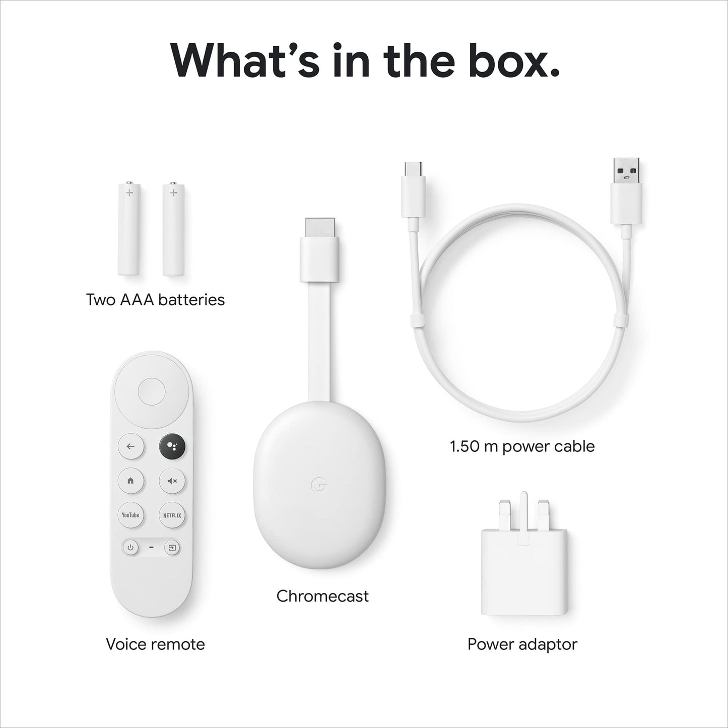 Chromecast with Google TV (HD) Snow – Streaming entertainment on your TV with voice search remote – Watch movies, shows, Netflix, NOWTV and more