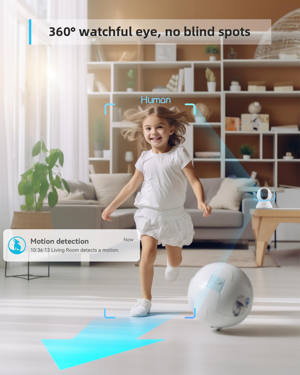 blurams Pet Camera 2K, Indoor Camera, Dog Camera, 360° Home Security Camera, WiFi Baby Monitor, Night Vision, Motion Tracking, 2-Way Talk, Cloud&SD, APP Control, Works with Alexa(2.4GHz Only)