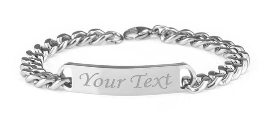 - Personalised Men's Solid Stainless Steel Curb Chain Identity Bracelet -