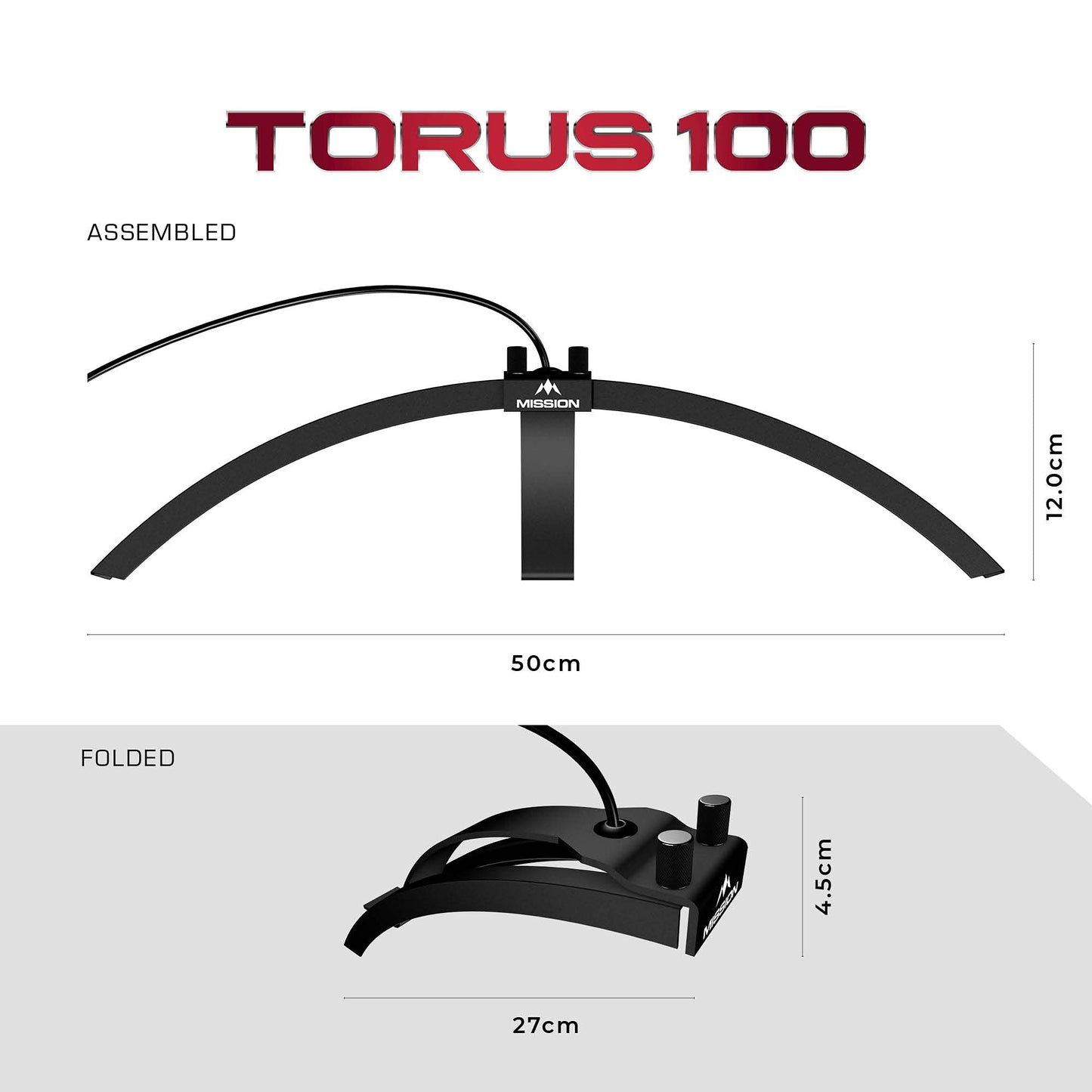 - Mission Darts TOR100 Torus 100 | Dart Board LED Folding Portable Dartboard Travel Lighting System (Sand Blasted Black) -