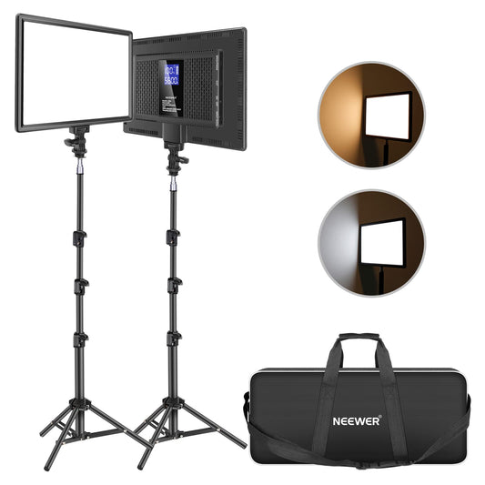 - Neewer LED Video Lighting Kit | 70inch Light Stand | 2-Pack 384 LED Soft Video Light -