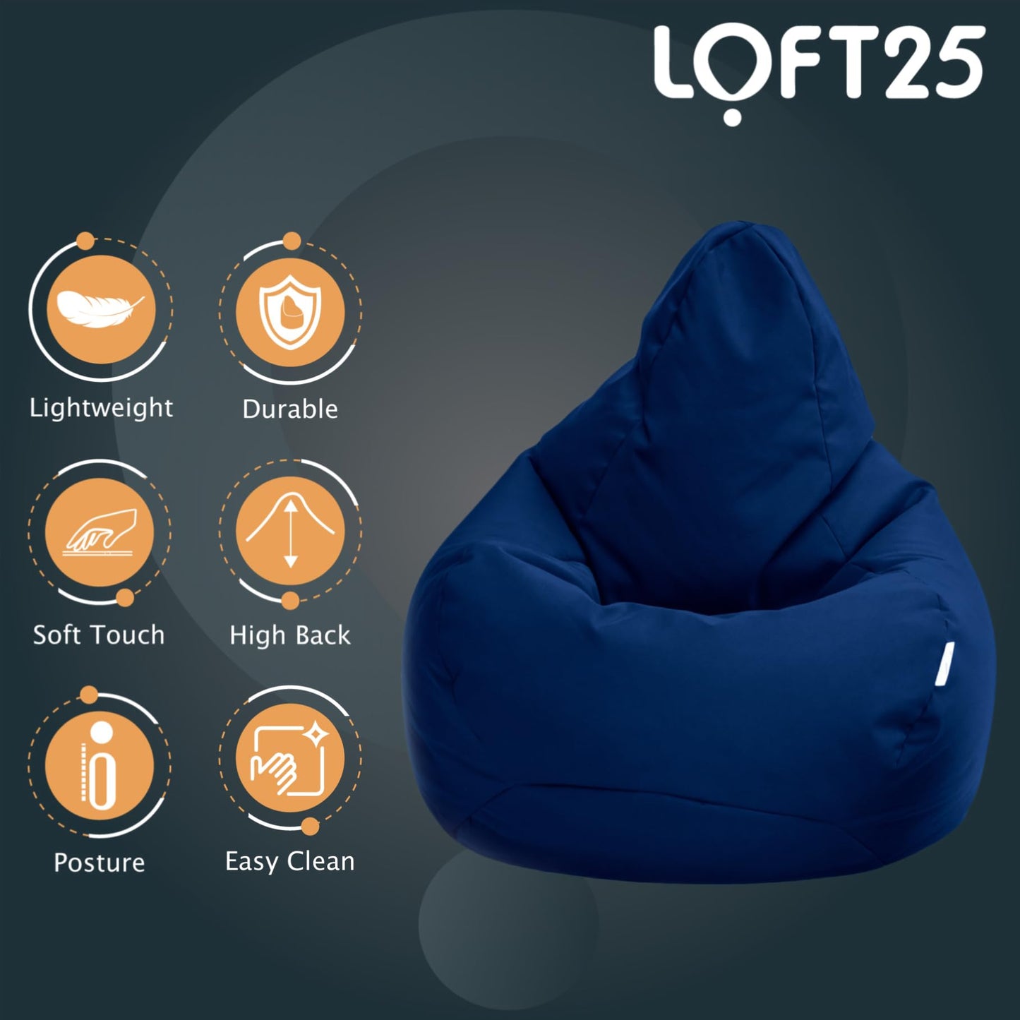 - Loft 25 Bean Bag Gamer Chair | Outdoor Indoor Living Room BeanBag Seat | Water Resistant -