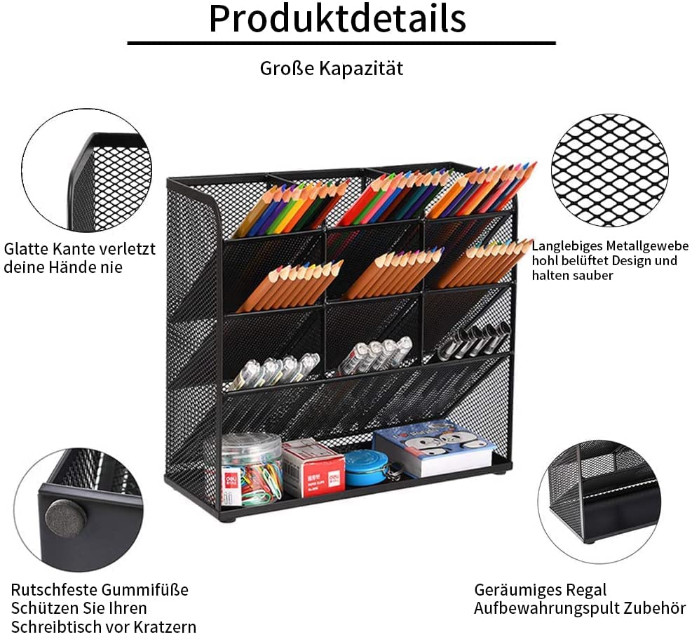 - Marbrasse Mesh Desk Organiser | Multi-Functional Pen Holder | Desktop Stationary Organiser -
