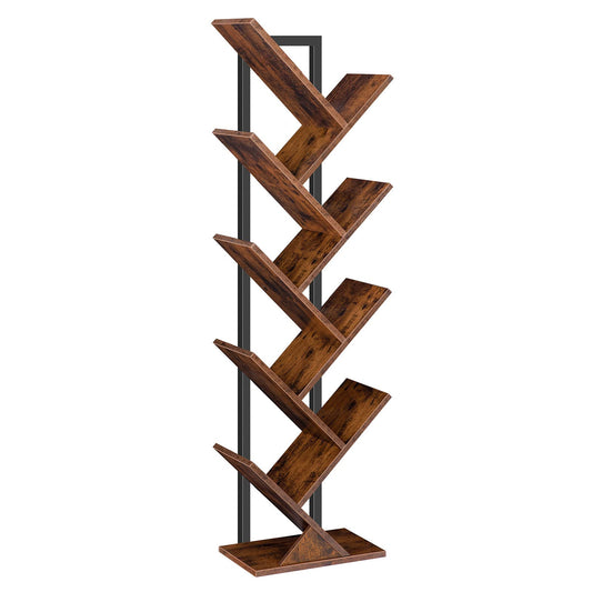 - HOOBRO Tree Bookshelf Tall, 9-Tier Floor Standing Book Shelf -