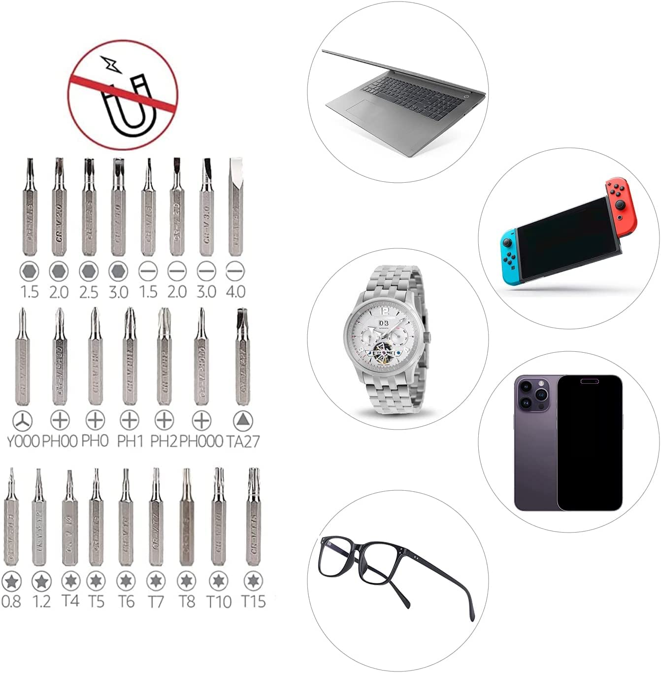 Amazon Basics 73-Piece Magnetic Ratcheting Wrench and Electronics Precision Screwdriver Set, Black, Red, Silver