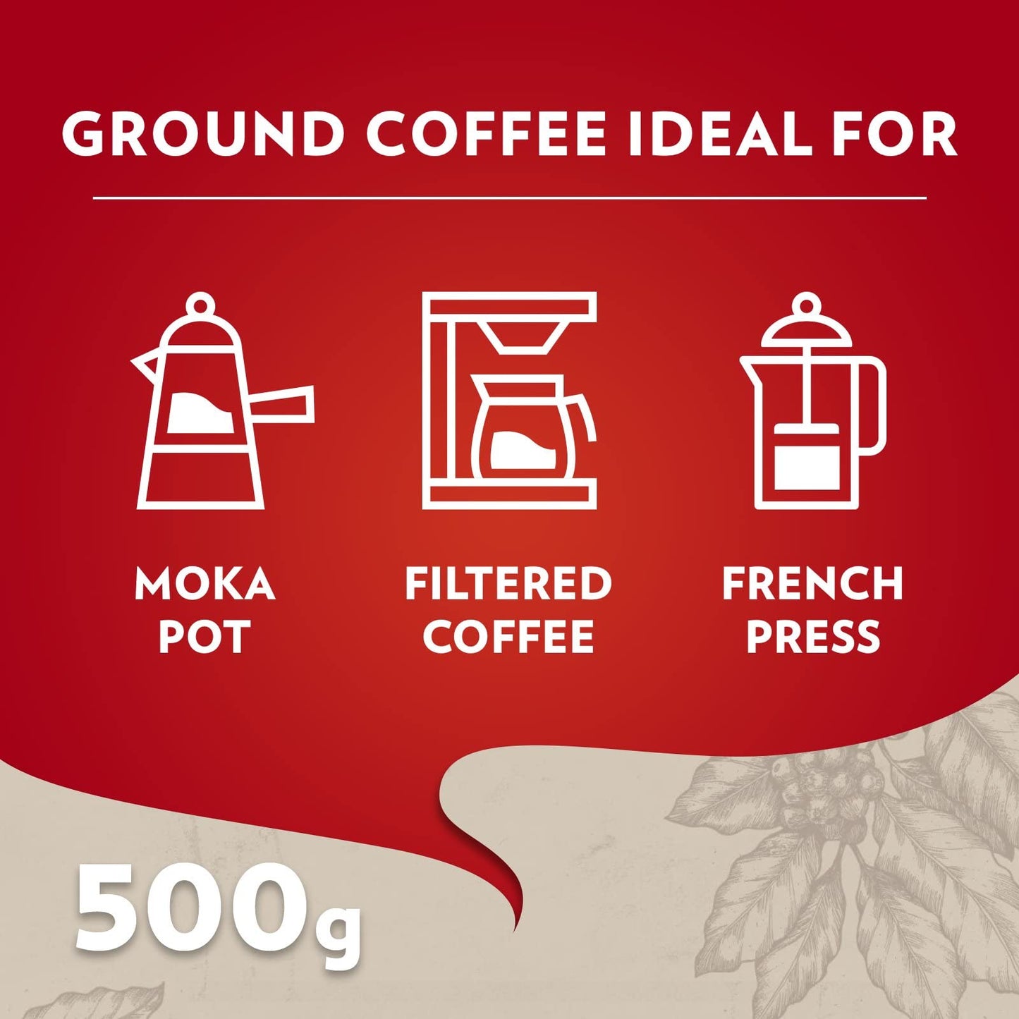 - Lavazza Qualità Rossa | Ground Coffee Espresso | Arabica and Robusta Medium Roast 500 g Pack -